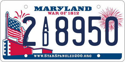 MD license plate 2AD8950