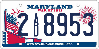 MD license plate 2AD8953