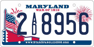 MD license plate 2AD8956