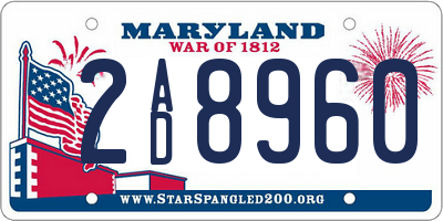 MD license plate 2AD8960
