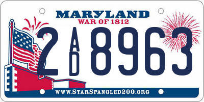 MD license plate 2AD8963