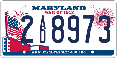 MD license plate 2AD8973