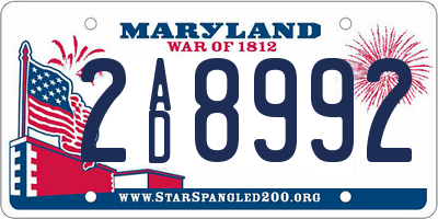 MD license plate 2AD8992