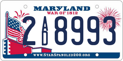 MD license plate 2AD8993