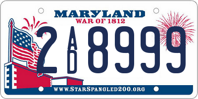 MD license plate 2AD8999