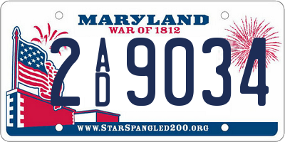 MD license plate 2AD9034