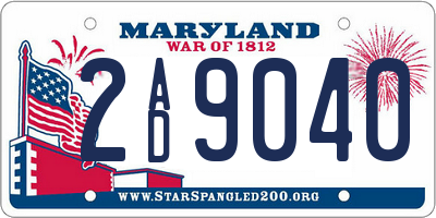 MD license plate 2AD9040