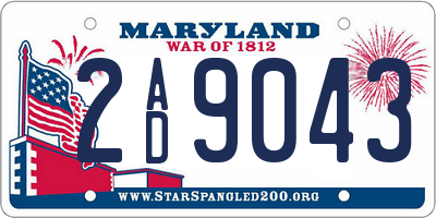 MD license plate 2AD9043