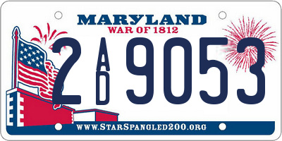 MD license plate 2AD9053