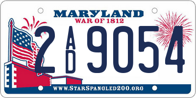 MD license plate 2AD9054