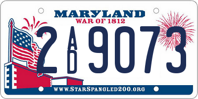 MD license plate 2AD9073