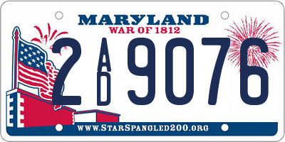 MD license plate 2AD9076