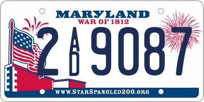 MD license plate 2AD9087