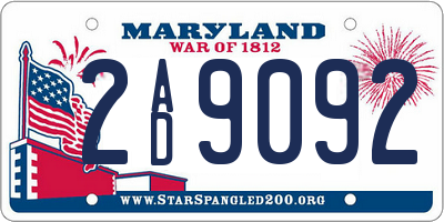MD license plate 2AD9092