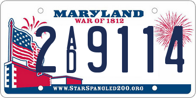 MD license plate 2AD9114