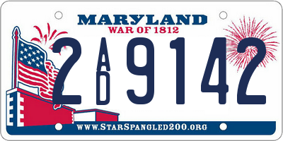 MD license plate 2AD9142