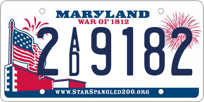 MD license plate 2AD9182