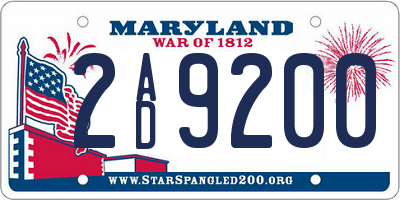 MD license plate 2AD9200