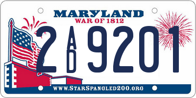 MD license plate 2AD9201