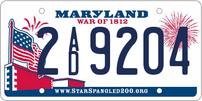 MD license plate 2AD9204