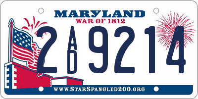 MD license plate 2AD9214