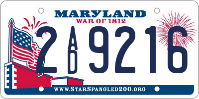 MD license plate 2AD9216