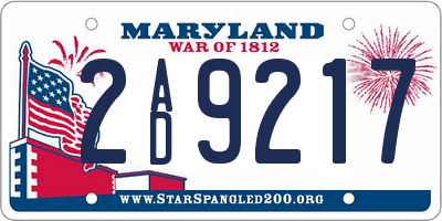 MD license plate 2AD9217