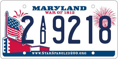 MD license plate 2AD9218