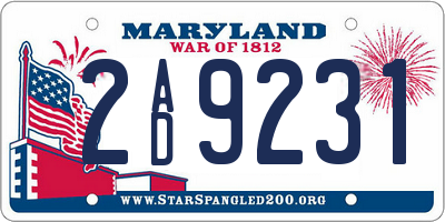MD license plate 2AD9231