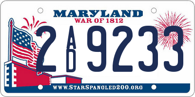 MD license plate 2AD9233