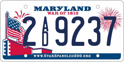 MD license plate 2AD9237