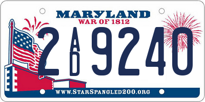 MD license plate 2AD9240