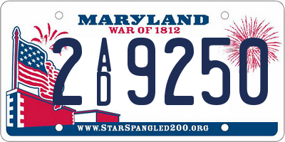 MD license plate 2AD9250