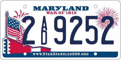 MD license plate 2AD9252