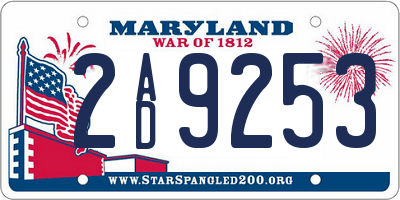 MD license plate 2AD9253