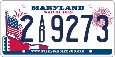MD license plate 2AD9273