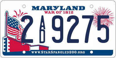 MD license plate 2AD9275
