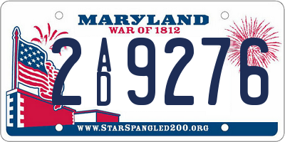 MD license plate 2AD9276