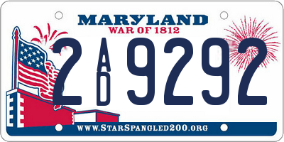 MD license plate 2AD9292