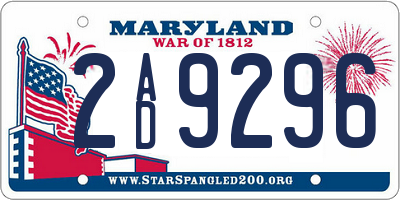 MD license plate 2AD9296
