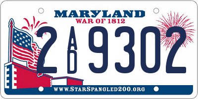 MD license plate 2AD9302