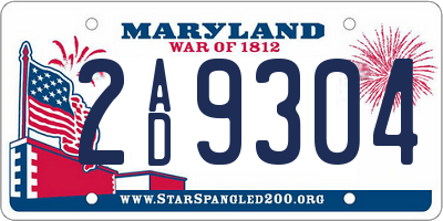 MD license plate 2AD9304