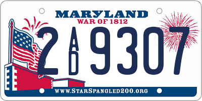 MD license plate 2AD9307