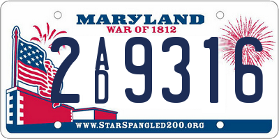 MD license plate 2AD9316