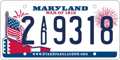 MD license plate 2AD9318
