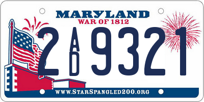 MD license plate 2AD9321