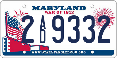 MD license plate 2AD9332