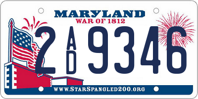 MD license plate 2AD9346