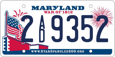 MD license plate 2AD9352