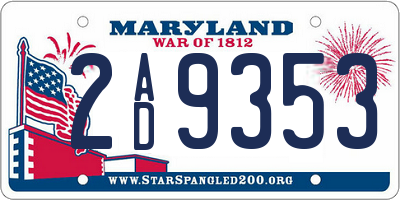 MD license plate 2AD9353
